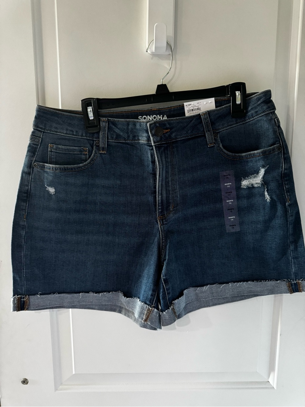 Sonoma Distressed Dark Blue High-Rise Denim Shorts
